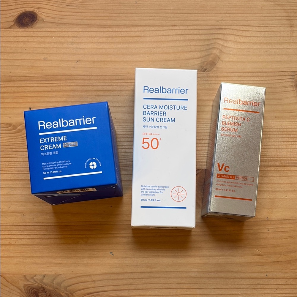 Real Barrier Extreme Cream, Cera Moisture Barrier Sun Cream, Serum Skincare Set